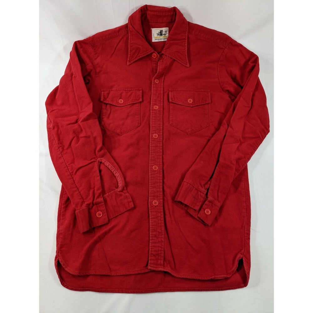 VTG Men's Black Sheep Hunting Button Up Shirt Red Chamois Flannel‎ Size M